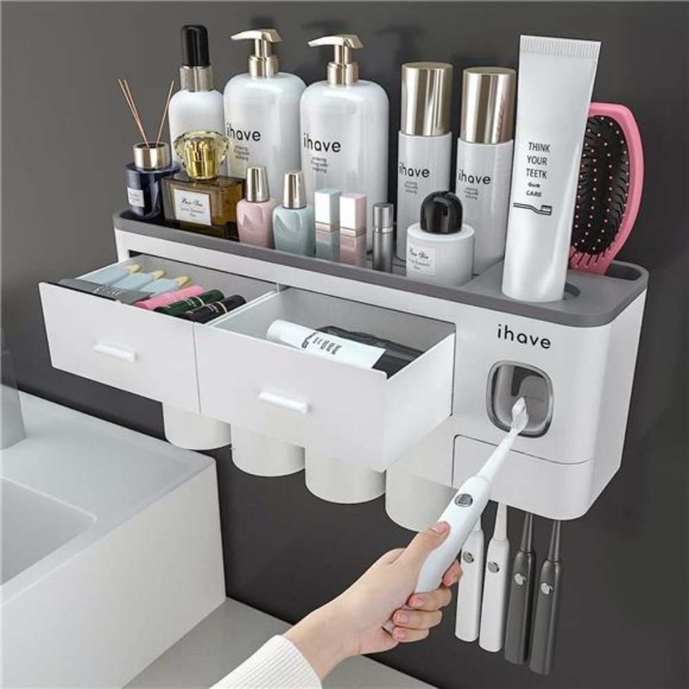 Toothbrush Holders for Bathrooms, 4 Cups Toothbrush Holder Wall Mounted
